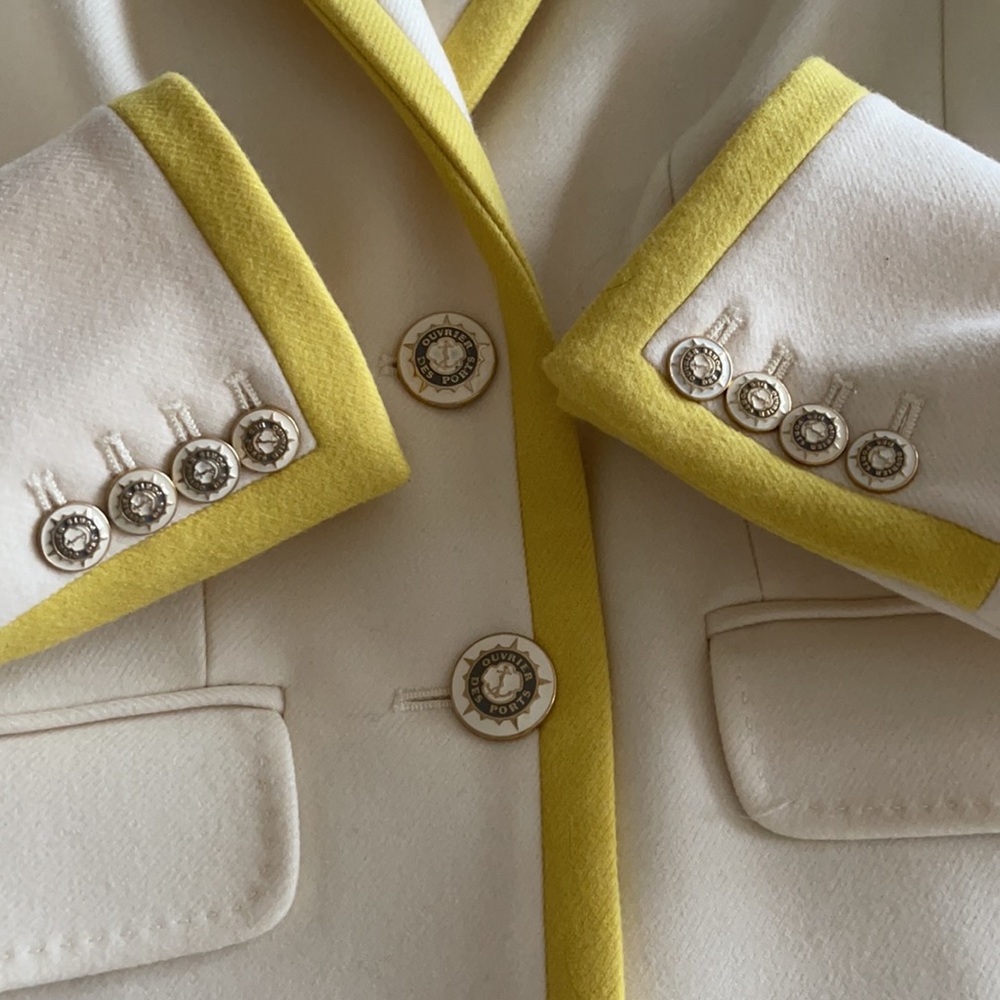NWT J. Crew Lexington Wool Blazer Cream Yellow Trim Preppy Equestrian Size 4 - Picture 13 of 16